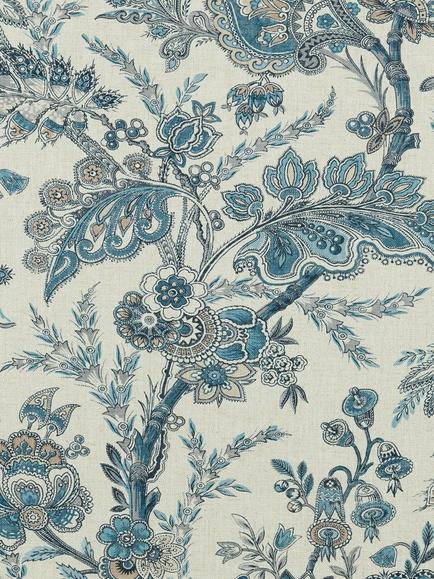 GP & J Baker Jewel Indienne Made to Measure Curtains or Roman Blind, Blue/Sand, Blue/Sand