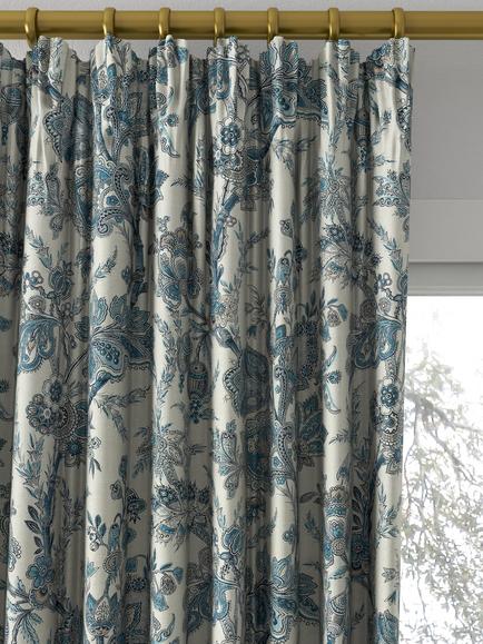 GP & J Baker Jewel Indienne Made to Measure Curtains or Roman Blind, Blue/Sand - view 2, Blue/Sand