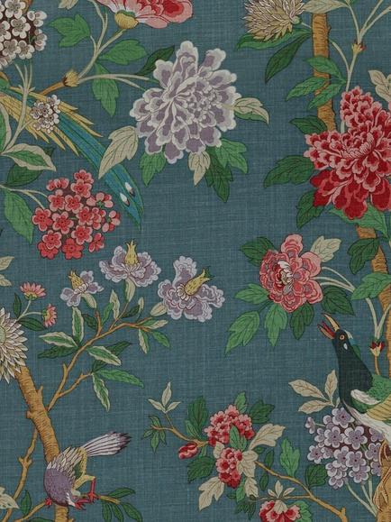 GP & J Baker Hydrangea Bird Made to Measure Curtains or Roman Blind, Indigo, Indigo