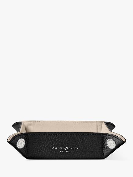 Aspinal of London Pebble Leather Mini Tidy Tray - view 2, Black