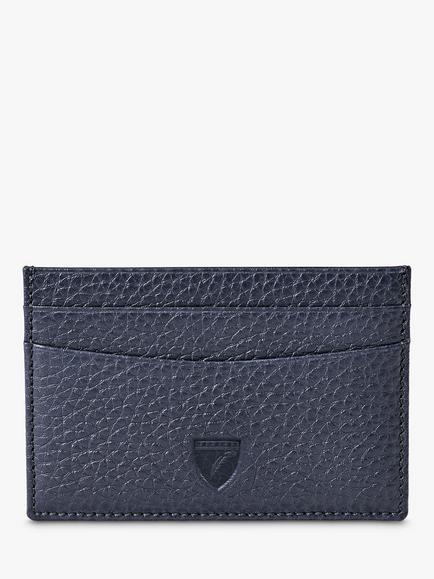 Aspinal of London Pebble Leather Slim Credit Card Case, Navy