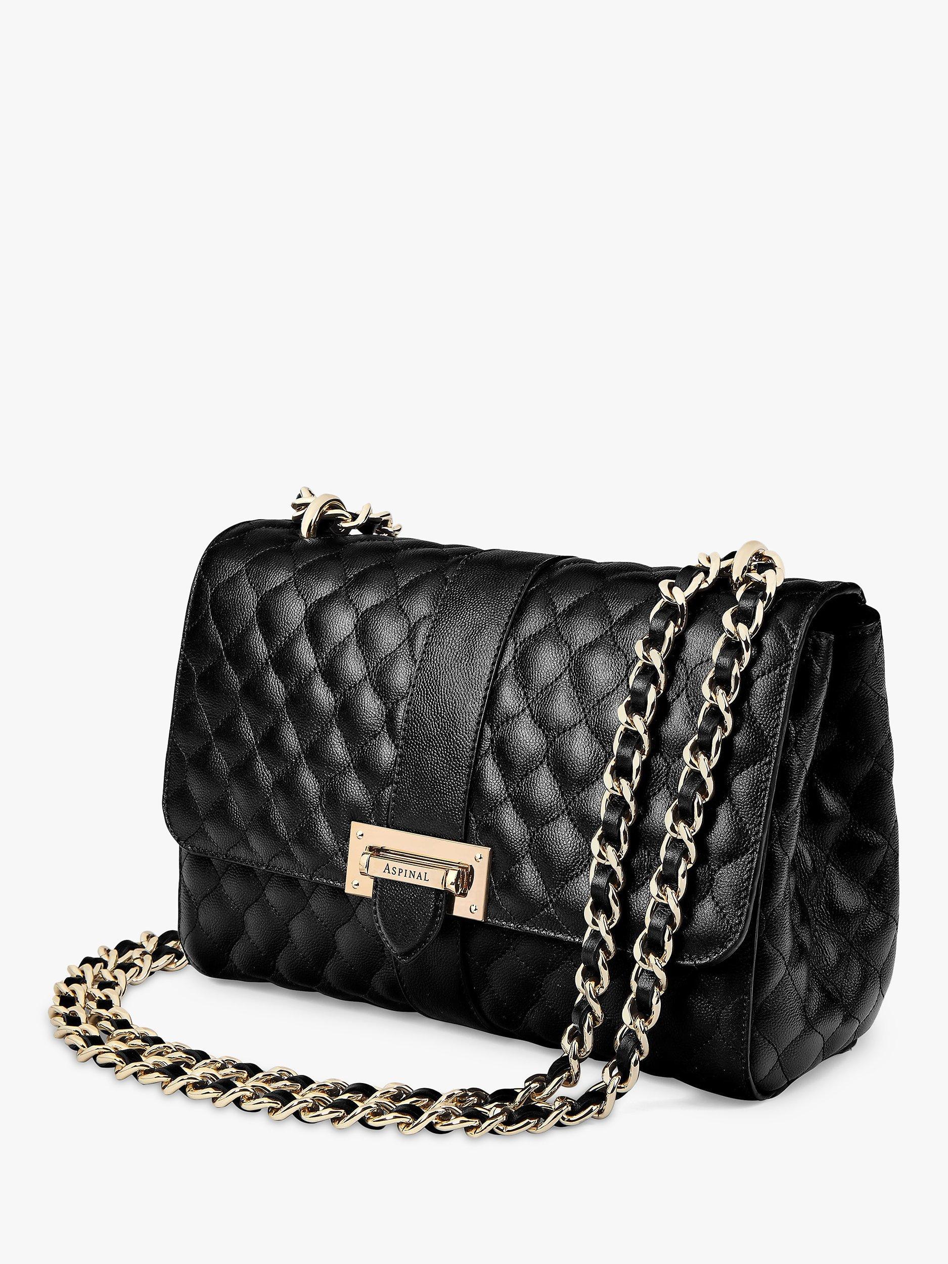 Product image 4 of 7, which shows Aspinal of London Lottie Large Quilted Pebble Leather Shoulder Bag, Black