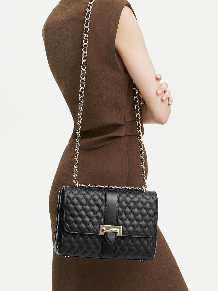 Product image 5 of 7, which shows Aspinal of London Lottie Large Quilted Pebble Leather Shoulder Bag, Black