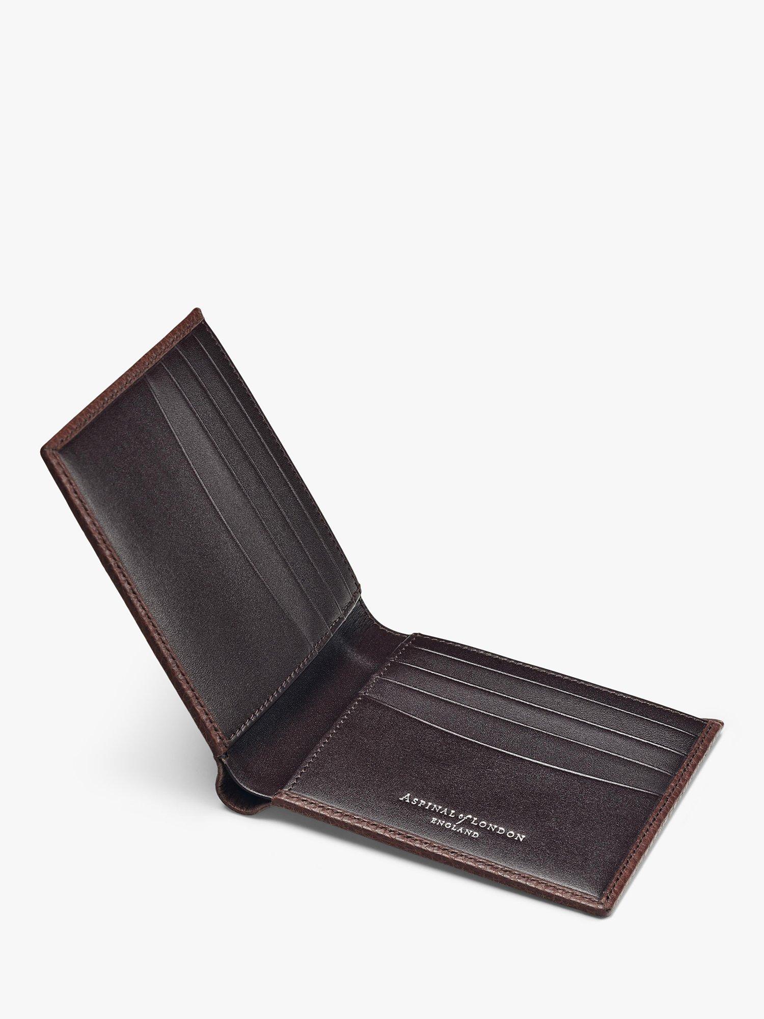 Product image 4 of 4, which shows Aspinal of London 8 Card Billfold Pebble Leather Billfold Wallet, Tobacco