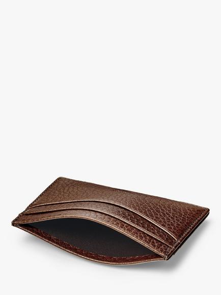 Aspinal of London Pebble Leather Slim Credit Card Case - view 2, Tobacco