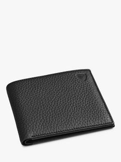 Aspinal of London 8 Card Billfold Pebble Leather Billfold Wallet, Black