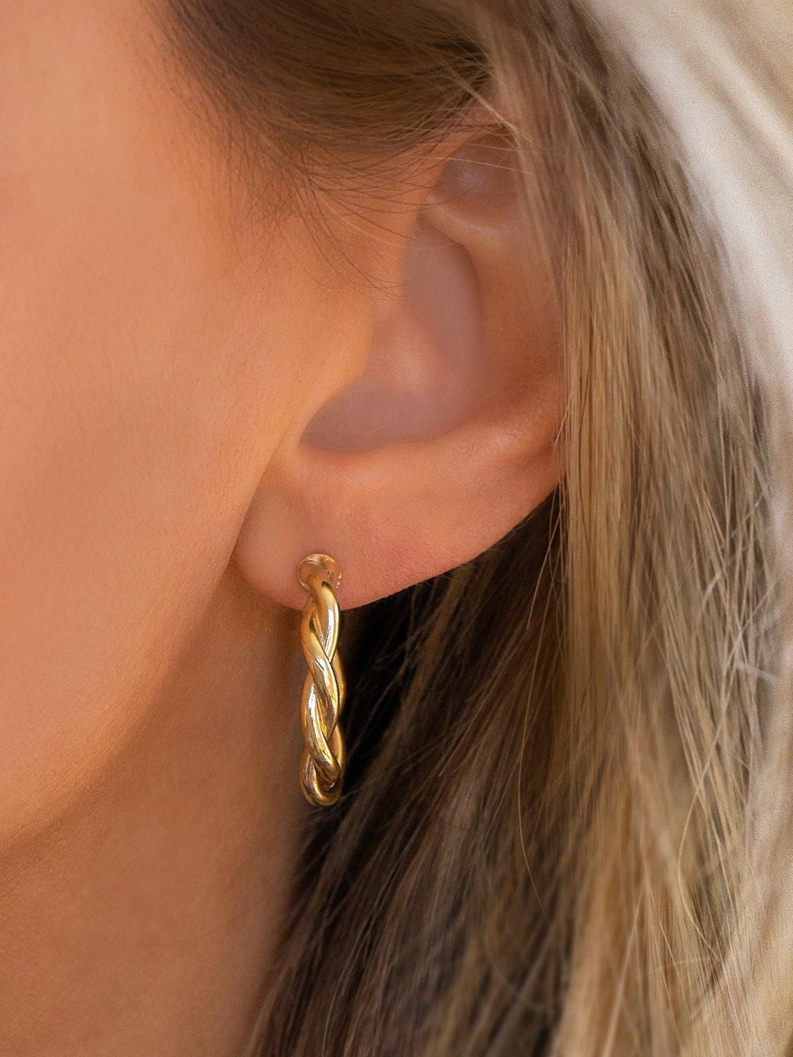 Leah Alexandra Twisted Hoop Earrings Gold