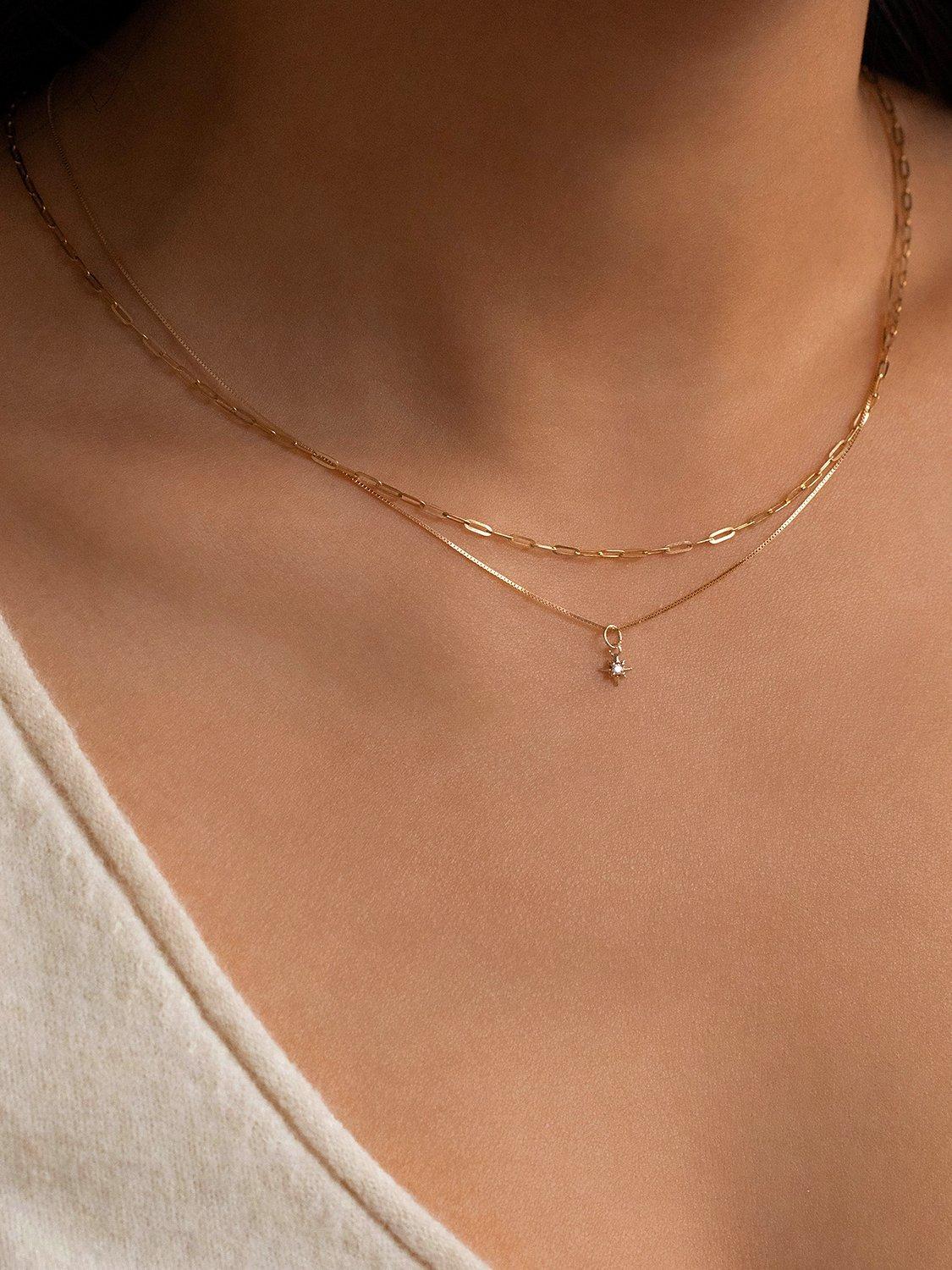 Product image 2 of 3, which shows Leah Alexandra Star Cubic Zirconia Pendant Necklace, Gold