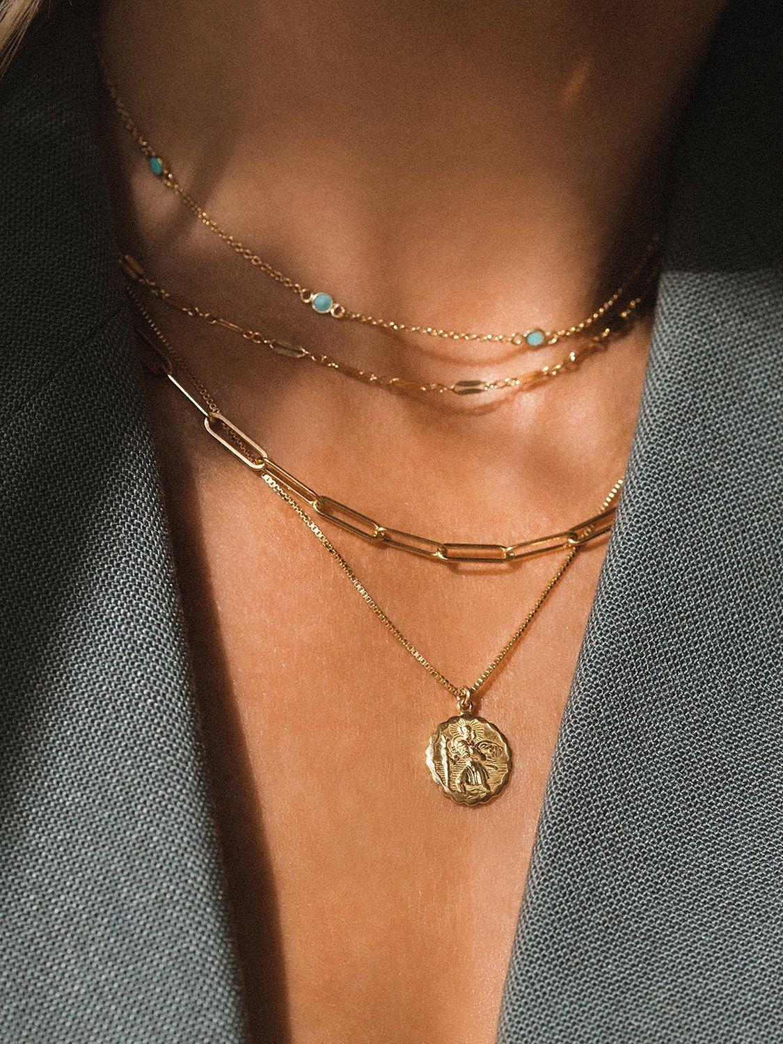 Product image 2 of 2, which shows Leah Alexandra Floatesse Turquoise Chain Necklace, Gold/Green