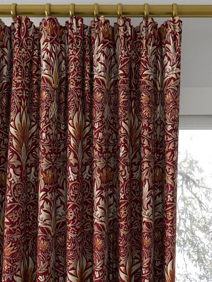 Morris & Co. Snakeshead Made to Measure Curtains or Roman Blind, Claret/Gold - view 2, Claret/Gold