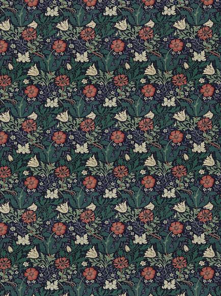 Morris & Co. Compton Made to Measure Curtains or Roman Blind, Indigo/Green, Indigo/Green