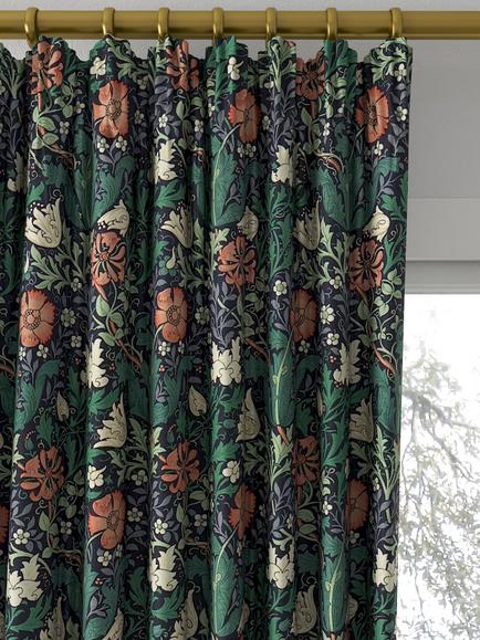 Morris & Co. Compton Made to Measure Curtains or Roman Blind, Indigo/Green - view 2, Indigo/Green