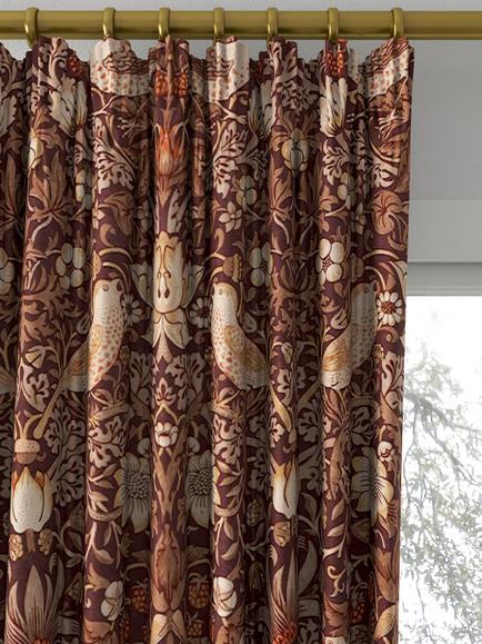 Morris & Co. Strawberry Thief Made to Measure Curtains or Roman Blind, Grape/Gold - view 2, Grape/Gold