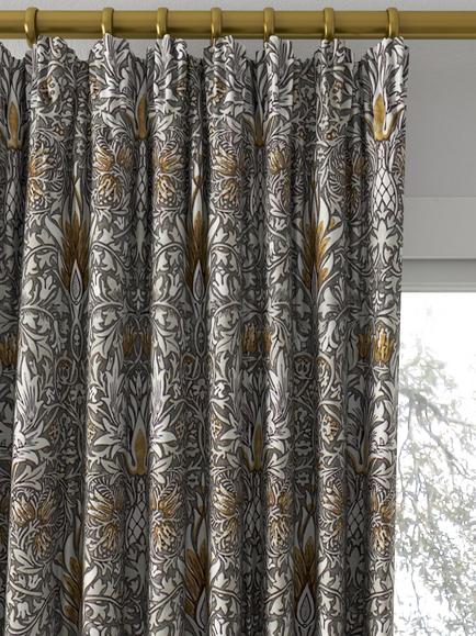 Morris & Co. Snakeshead Made to Measure Curtains or Roman Blind, Pewter/Gold - view 2, Pewter/Gold