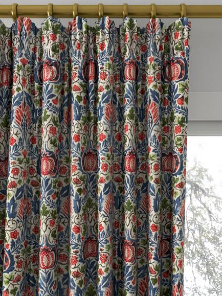 Morris & Co. Little Chintz Made to Measure Curtains or Roman Blind, Indigo/Carmine - view 2, Indigo/Carmine