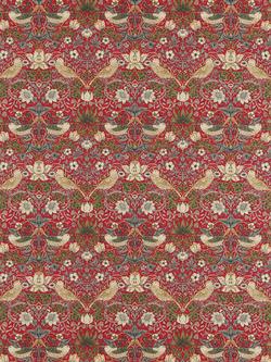 Morris & Co. Strawberry Thief Made to Measure Curtains or Roman Blind, Crimson/Slate, Crimson/Slate