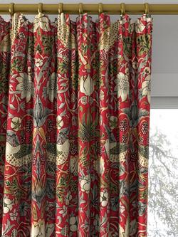 Morris & Co. Strawberry Thief Made to Measure Curtains or Roman Blind, Crimson/Slate - view 2, Crimson/Slate