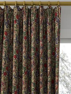 Morris & Co. Golden Lily Minor Made to Measure Curtains or Roman Blind, Biscuit/Indigo/Red - view 2, Biscuit/Indigo/Red