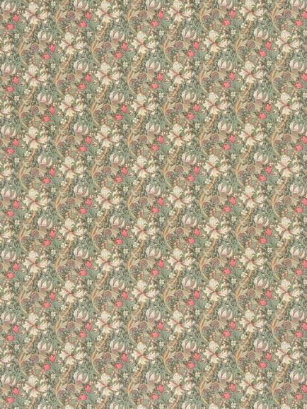 Morris & Co. Golden Lily Minor Made to Measure Curtains or Roman Blind, Artichoke/Vanilla, Artichoke/Vanilla