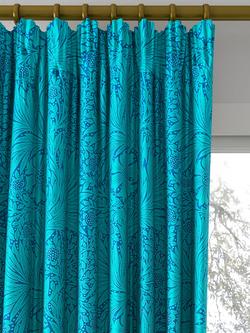 Morris & Co. Ben Pentreath Marigold Made to Measure Curtains or Roman Blind, Navy/Turquoise - view 2, Navy/Turquoise