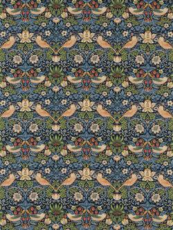 Morris & Co. Strawberry Thief Made to Measure Curtains or Roman Blind, Indigo/Mineral, Indigo/Mineral