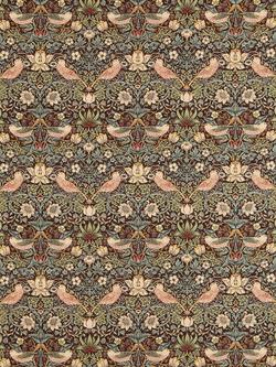 Morris & Co. Strawberry Thief Made to Measure Curtains or Roman Blind, Chocolate/Slate, Chocolate/Slate