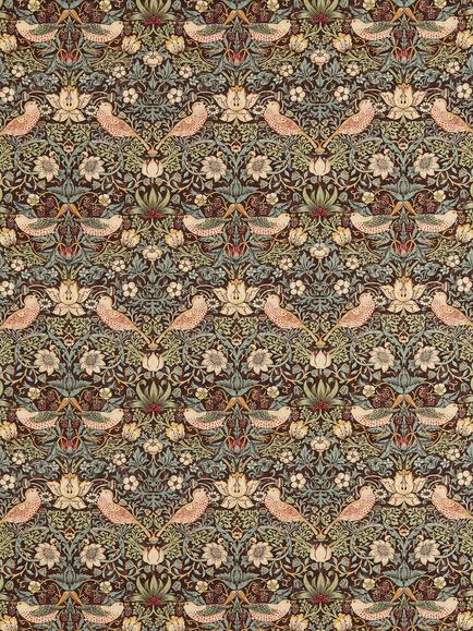 Morris & Co. Strawberry Thief Made to Measure Curtains or Roman Blind, Chocolate/Slate, Chocolate/Slate