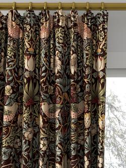 Morris & Co. Strawberry Thief Made to Measure Curtains or Roman Blind, Chocolate/Slate - view 2, Chocolate/Slate