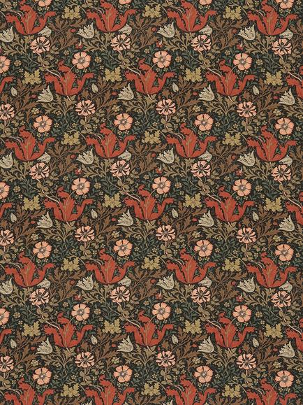 Morris & Co. Compton Made to Measure Curtains or Roman Blind, Faded Terracotta, Faded Terracotta