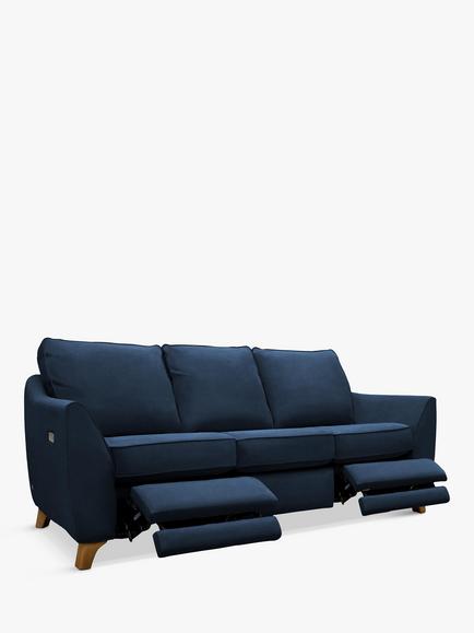 G Plan Vintage The Sixty Eight Large 3 Seater Sofa with Double Footrest Mechanism, Easy Clean Plush Indigo