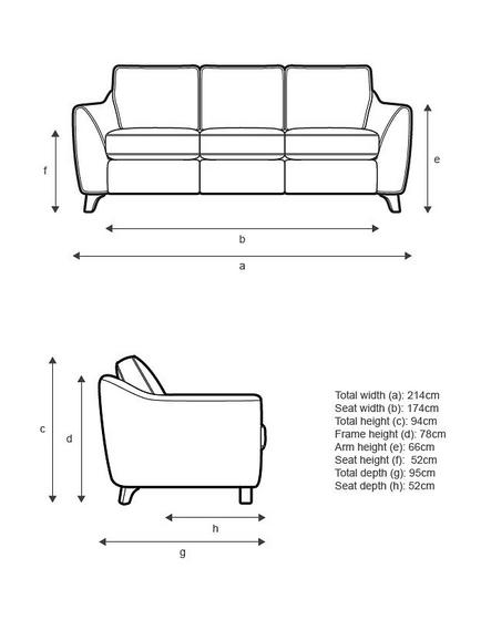 G Plan Vintage The Sixty Eight Large 3 Seater Sofa - view 2, Easy Clean Plush Slate