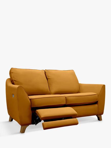 G Plan Vintage The Sixty Eight LHF Small 2 Seater Sofa with Single Footrest Mechanism, Easy Clean Plush Turmeric