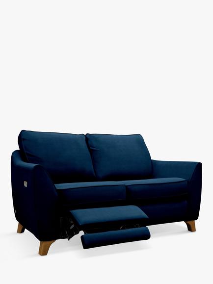 G Plan Vintage The Sixty Eight LHF Small 2 Seater Sofa with Single Footrest Mechanism, Easy Clean Plush Indigo