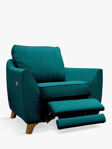 G Plan Vintage The Sixty Eight Armchair with Footrest Mechanism, Easy Clean Plush Mallard