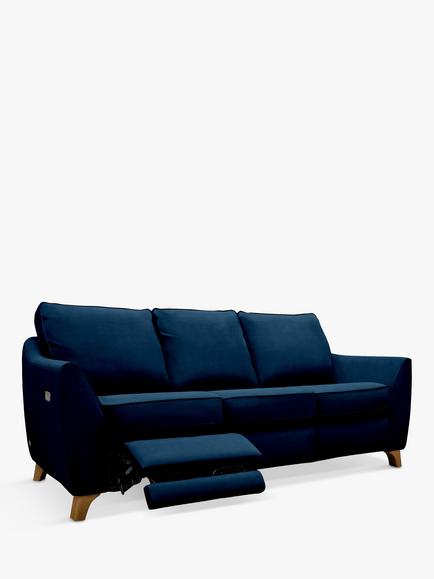 G Plan Vintage The Sixty Eight LHF Large 3 Seater Sofa with Footrest Mechanism, Easy Clean Plush Indigo