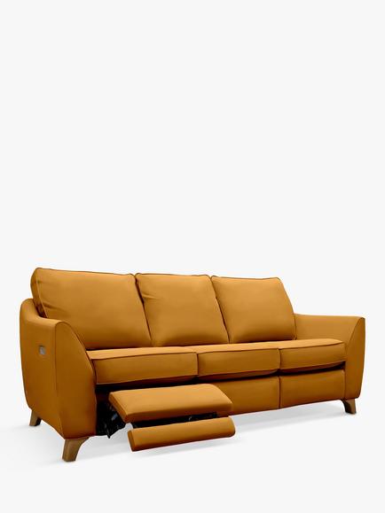 G Plan Vintage The Sixty Eight LHF Large 3 Seater Sofa with Footrest Mechanism, Easy Clean Plush Turmeric