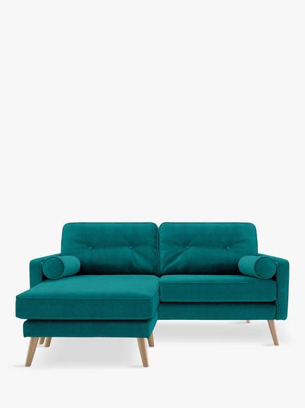 G Plan Vintage The Sixty Five LHF Medium 2 Seater Chaise End Sofa, Easy Clean Plush Mallard