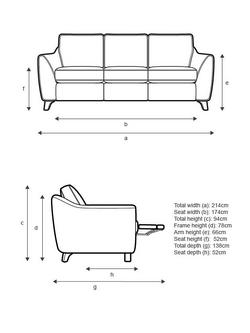 G Plan Vintage The Sixty Eight LHF Large 3 Seater Sofa with Footrest Mechanism - view 2, Plush Slate