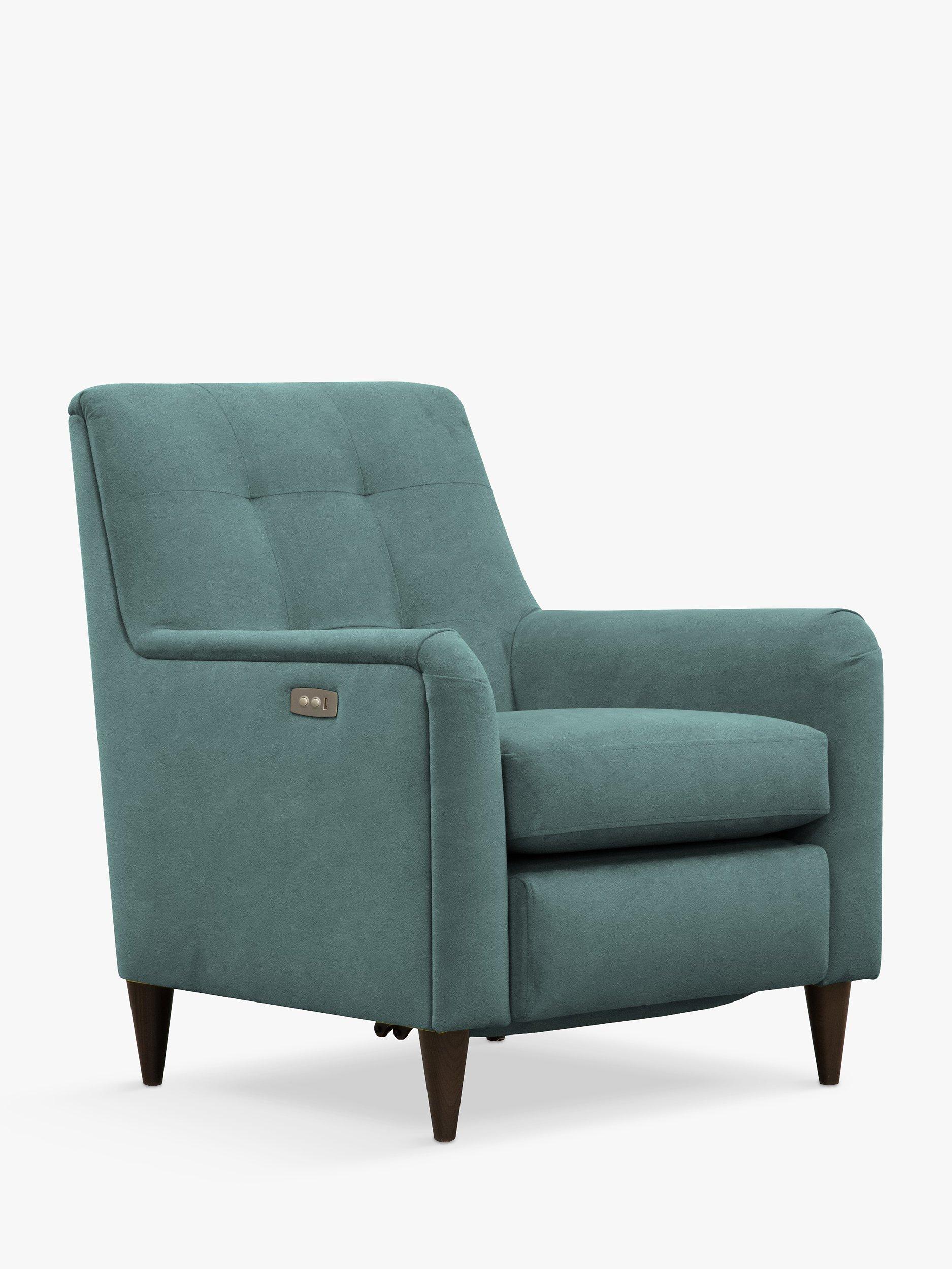 Mid-Century Range, Parker Knoll Mid-Century Motion Armchair, Dark Leg, Plush Velvet Aqua