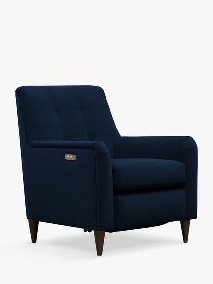 Parker Knoll Mid-Century Motion Armchair, Dark Leg, Easy Clean Plush Navy
