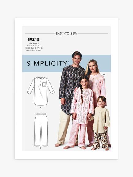 Simplicity Unisex Child's / Adult's Sleepwear Sewing Pattern, S9218, 