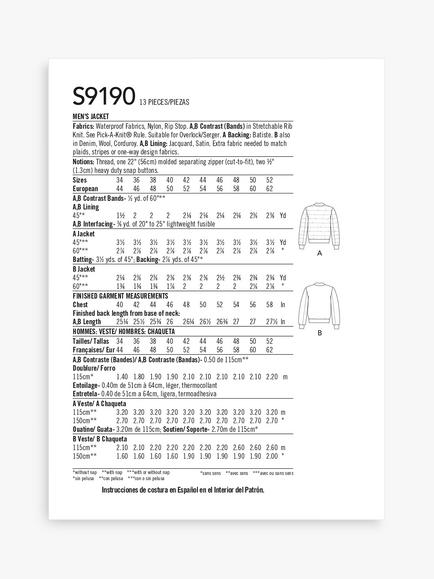 Simplicity Men's Jacket Sewing Pattern, S9190 - view 2, 