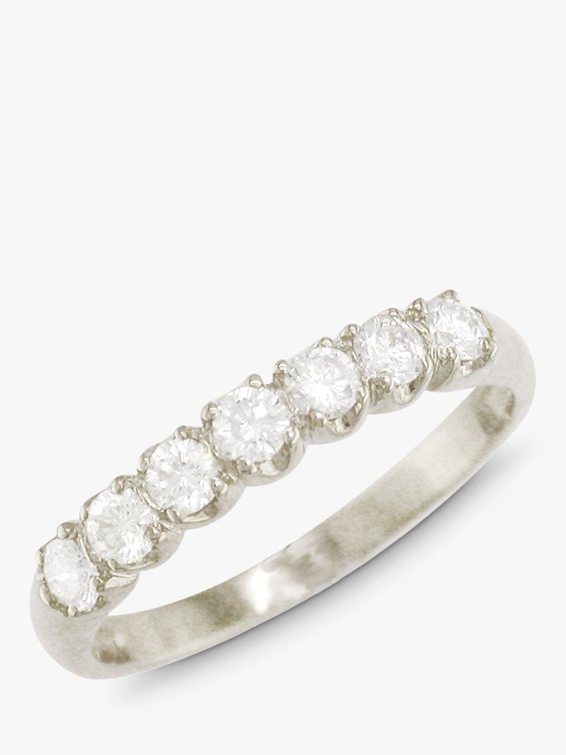 Product image 1 of 3, which shows E.W Adams 18ct White Gold 7 Brilliant Cut 0.50ct Diamond Half Eternity Ring, N