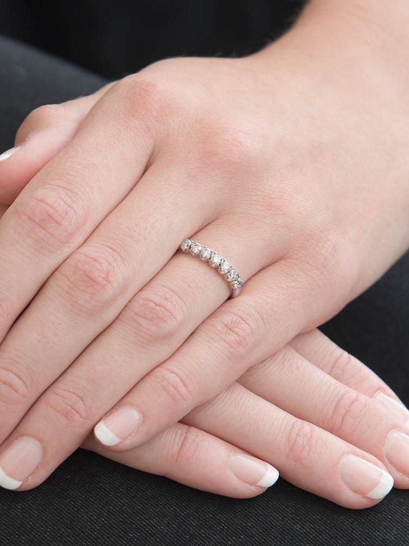 Product image 3 of 3, which shows E.W Adams 18ct White Gold 7 Brilliant Cut 0.50ct Diamond Half Eternity Ring, N