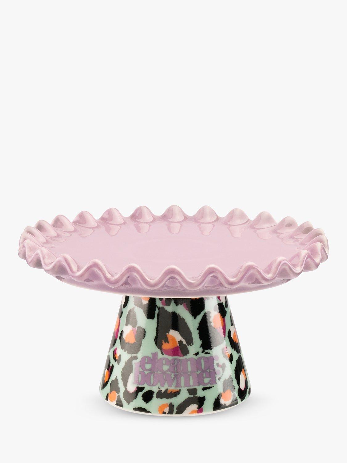 Eleanor Bowmer Leopard Print Fine China Small Cake Stand, 12cm, Purple/Multi
