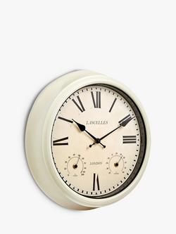 Brookpace Lascelles Roman Numeral Outdoor Wall Clock with Temperature & Humidity, 36cm, Cream - view 2, Cream