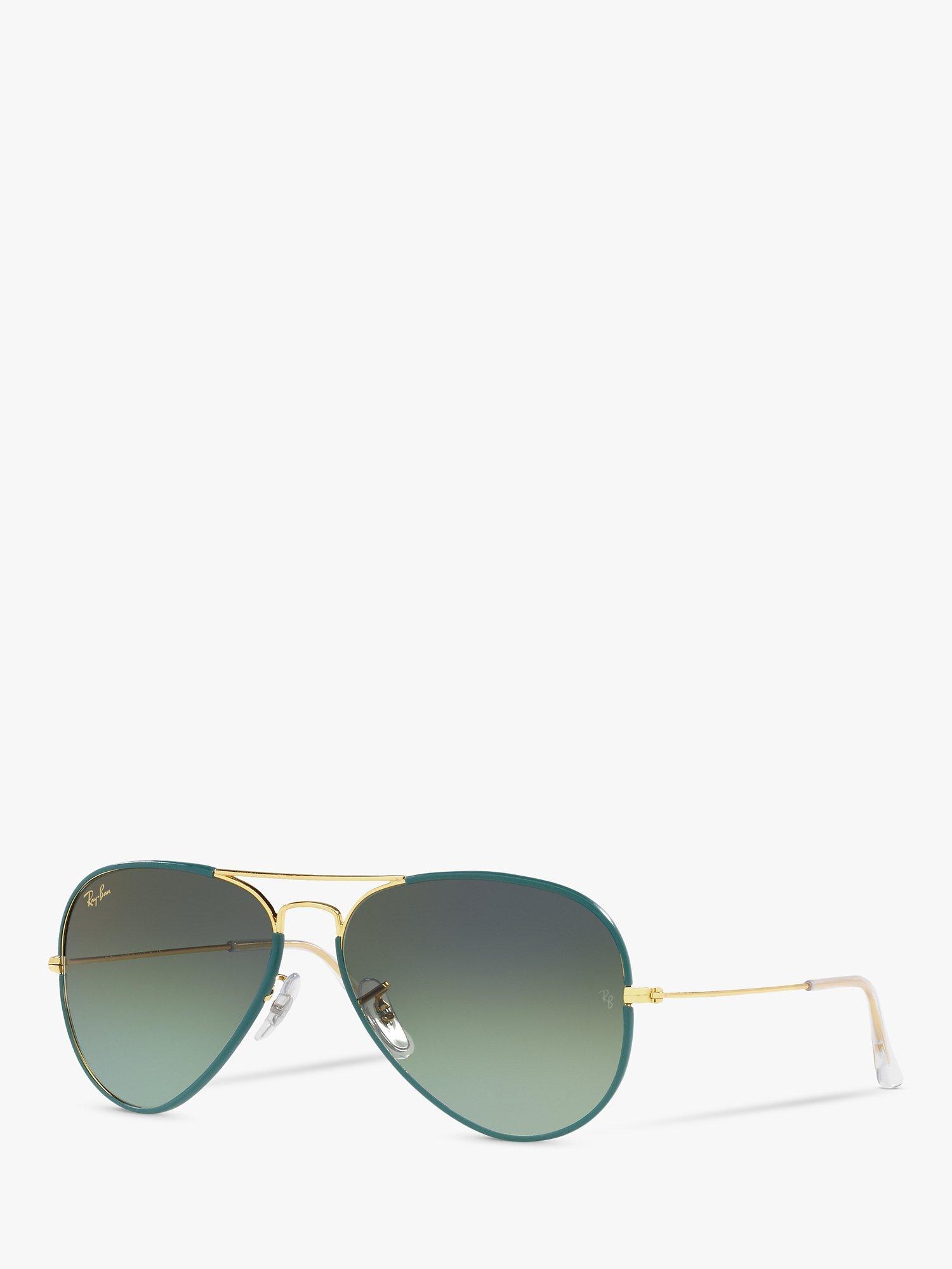 Ray-Ban RB3025JM Unisex Aviator Sunglasses, Petroleum On Gold/Grey