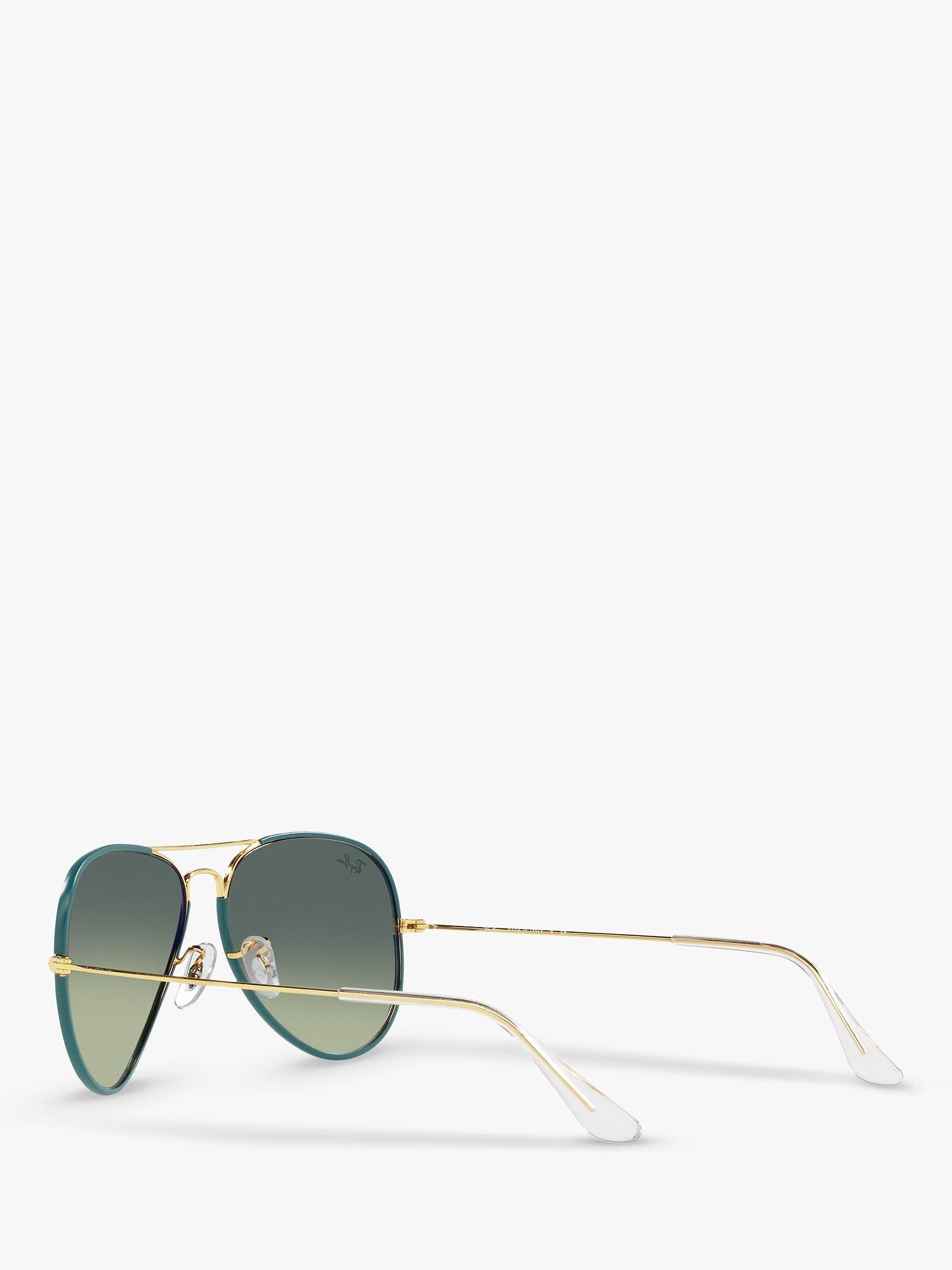 Ray-Ban RB3025JM Unisex Aviator Sunglasses, Petroleum On Gold/Grey