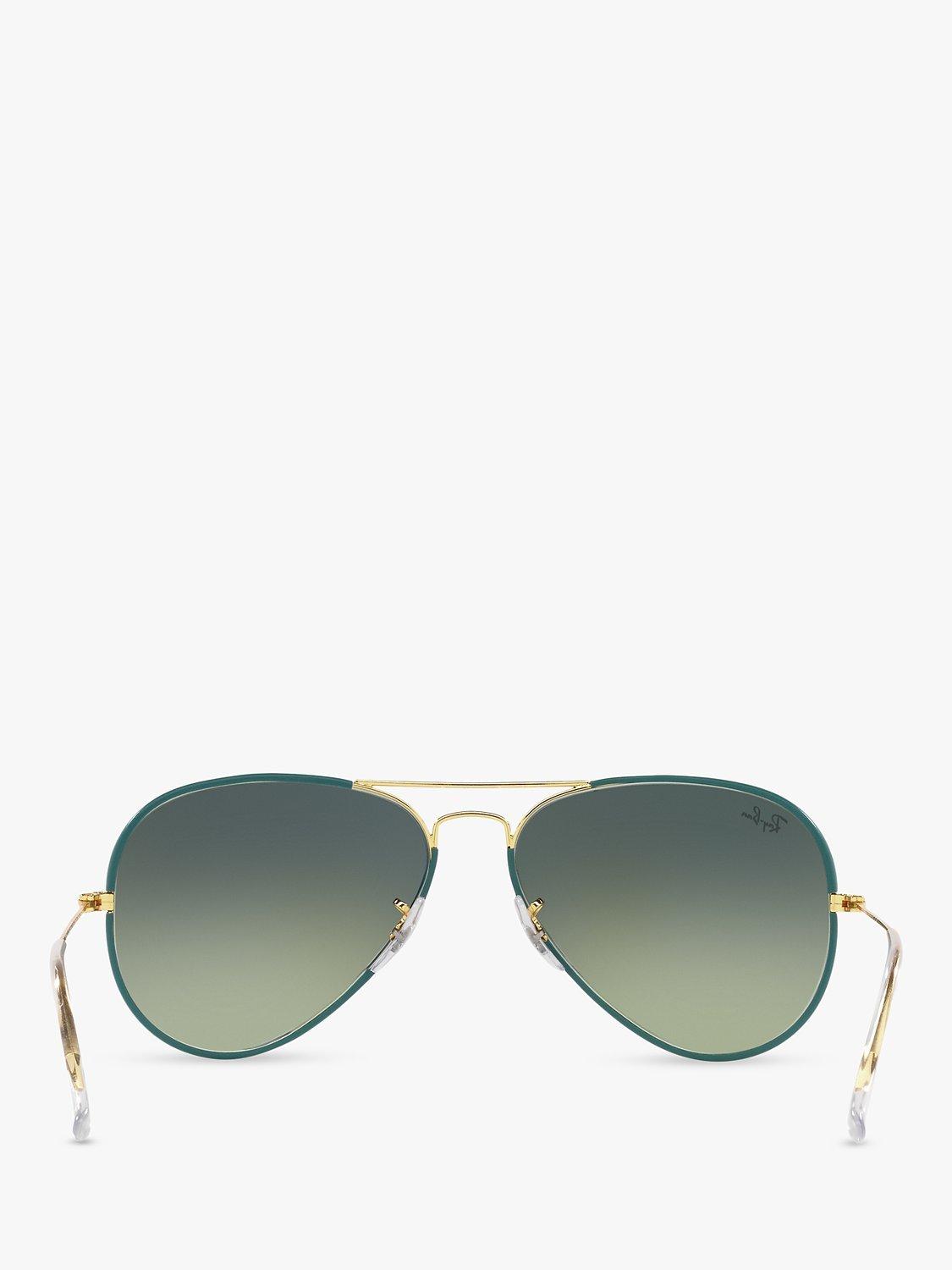 Ray-Ban RB3025JM Unisex Aviator Sunglasses, Petroleum On Gold/Grey