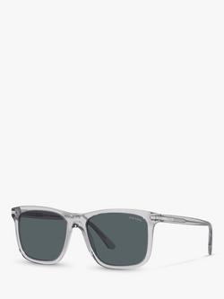 Prada PR 18WS Men's Rectangular Sunglasses, Clear Grey/Grey, Clear Grey/Grey